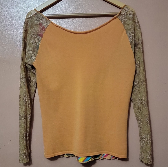 Aldo Martins Vintage Off The Shoulder Multicolor Lace Top Size Medium - Picture 2 of 7
